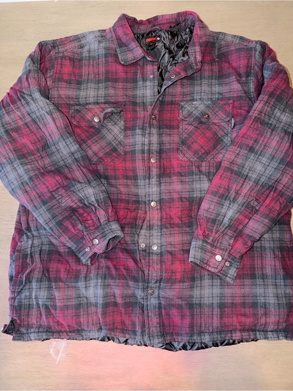 Wolverine Red and Gray Plaid Button-Front Shirt Jacket
